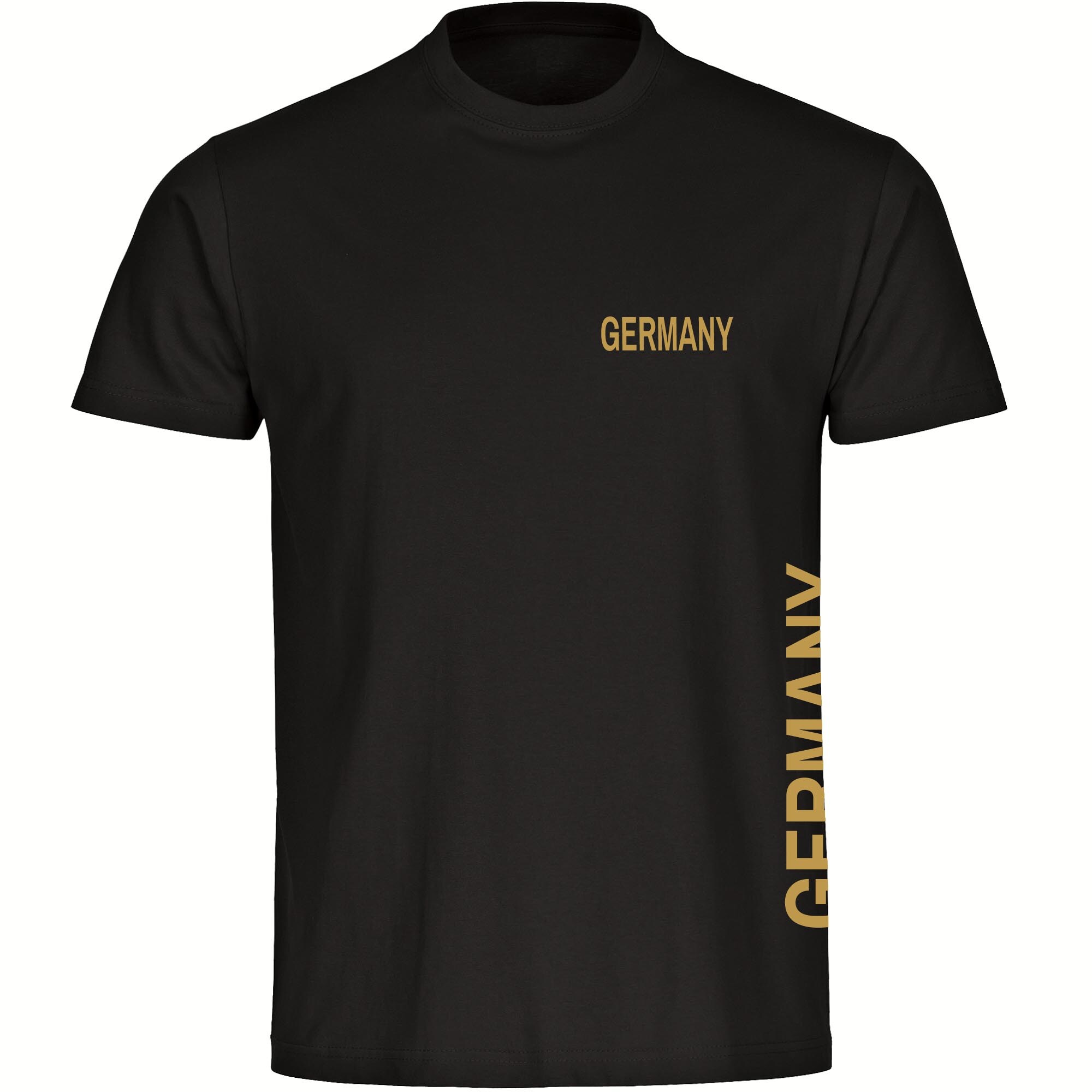 multifanshop® Herren T-Shirt- Germany - Brust & Seite Gold - Druck gold metallic