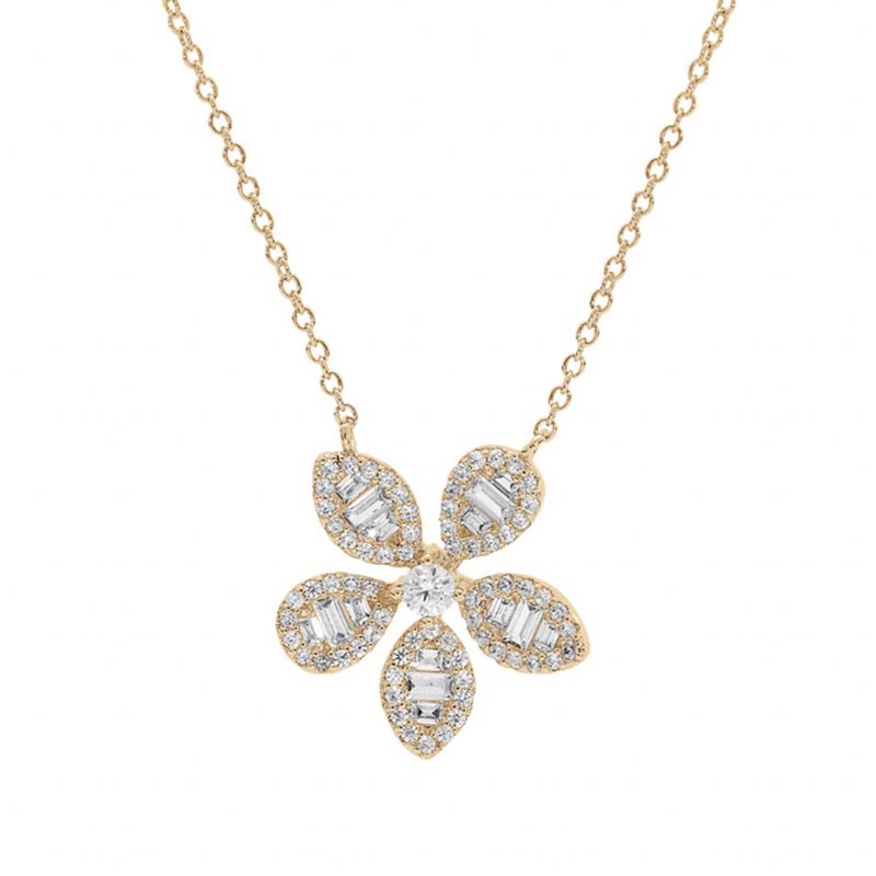 Collier plaqué or fleur oxydes blancs