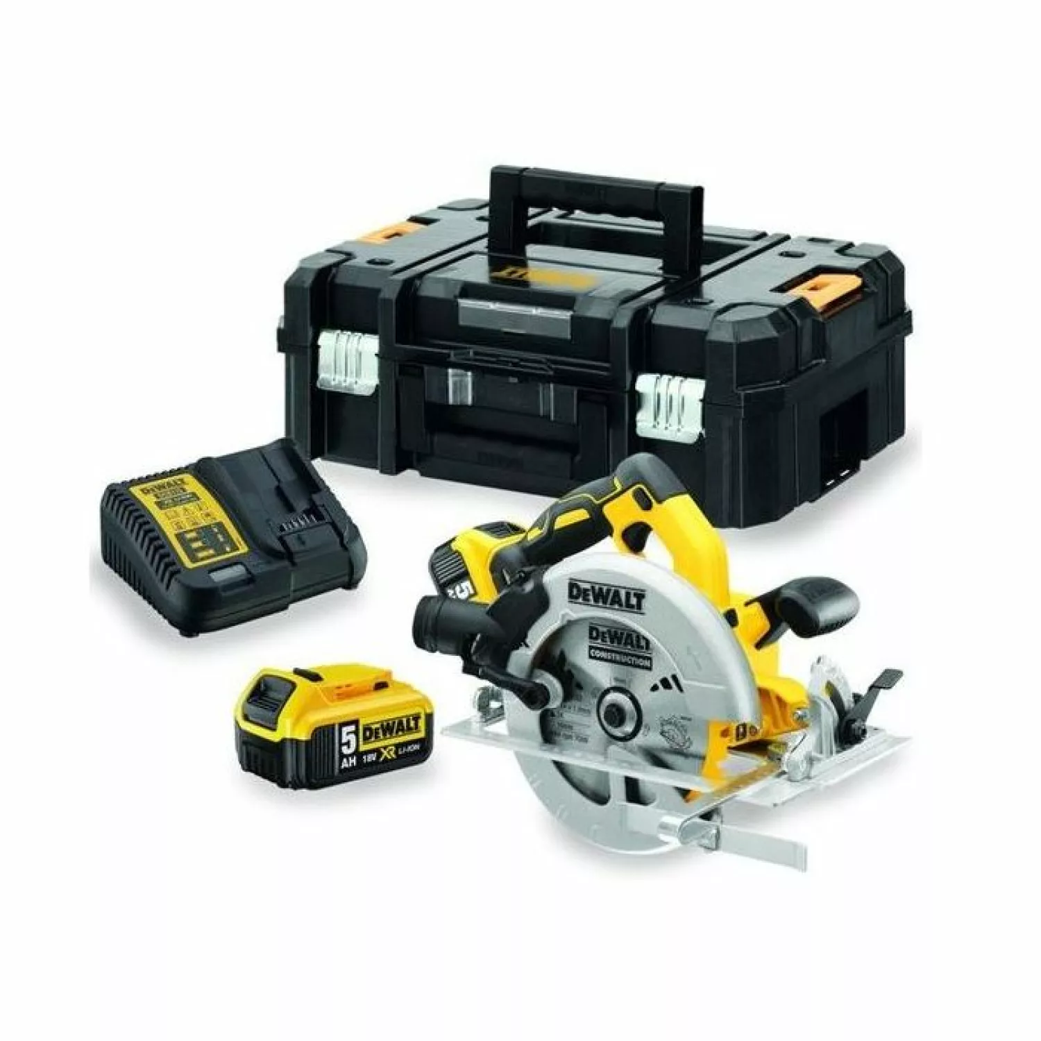 DeWALT DCS572P2-QW 18V Li-ion XR Accu cirkelzaag set (2x 5.0Ah) in koffer - 184 mm