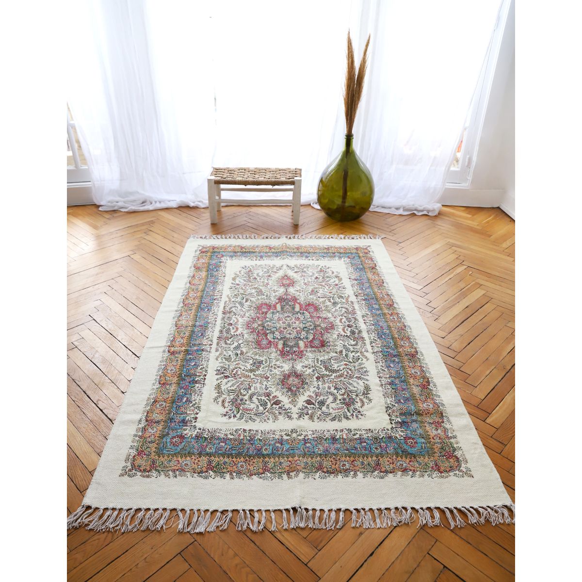 Tapis persan vintage vert Pondie Chérie