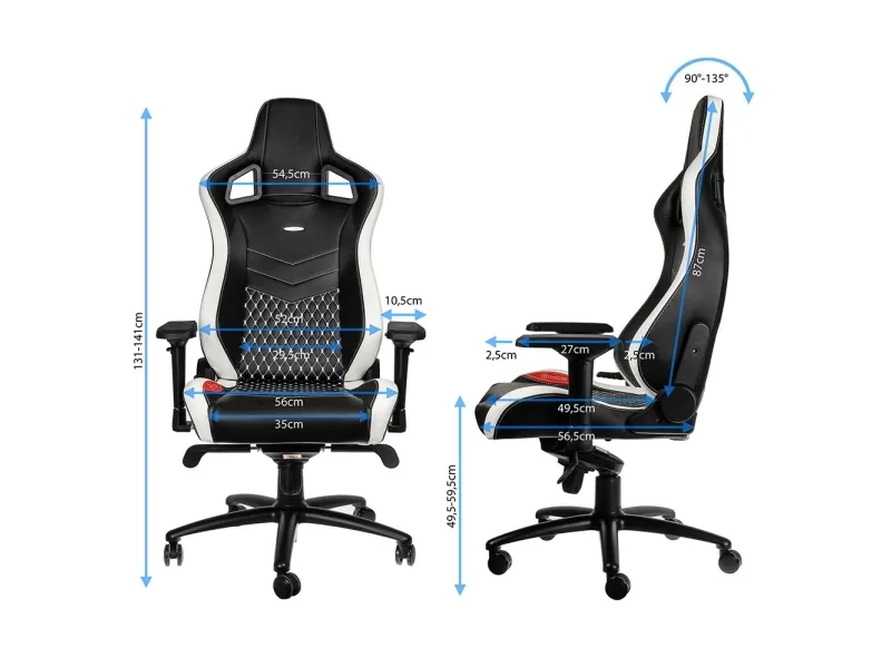 noblechairs EPIC Ægte læder Gaming Stol- Sort/hvid/rød