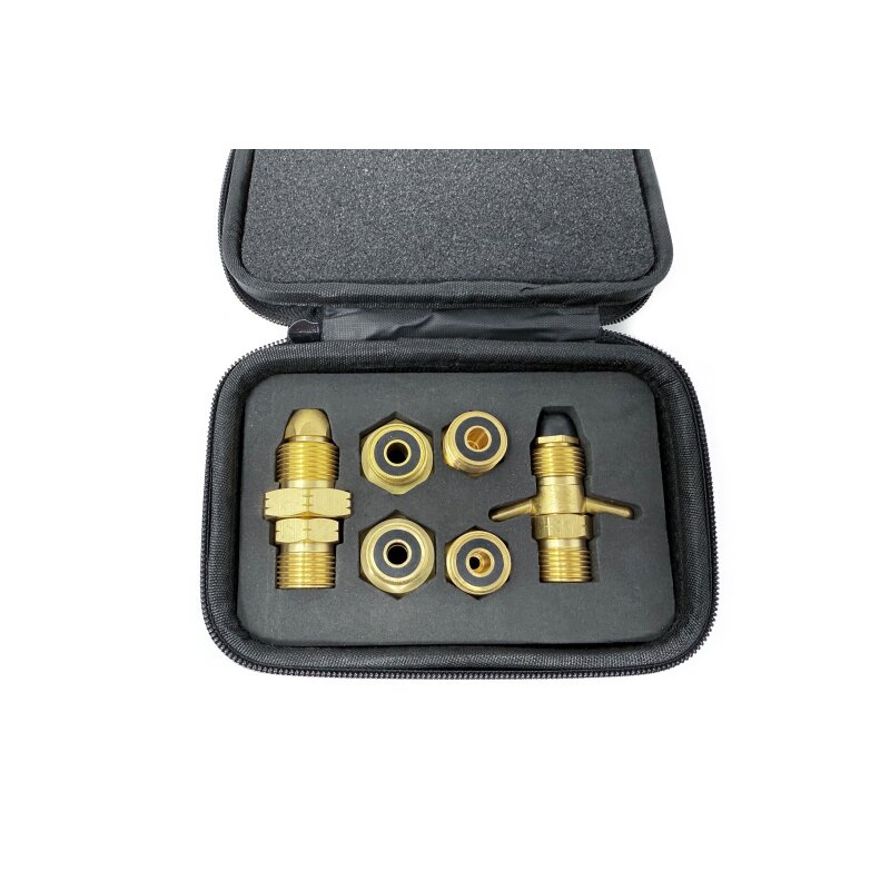 DREHMEISTER Gas Flaschen Adapter Set EU inkl. Etui - Gas-Entnahme (6-teilig)