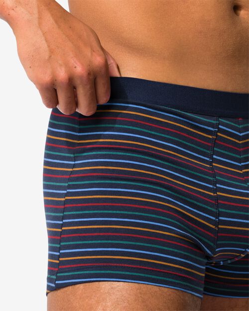 3 boxers homme modèle court coton stretch rayures bleu foncé