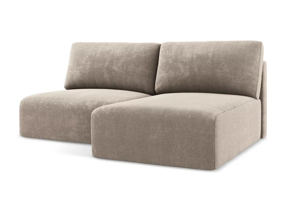 Canapé d’angle 3 places droit sans accoudoir convertible en Chenille - beige foncé - KONA