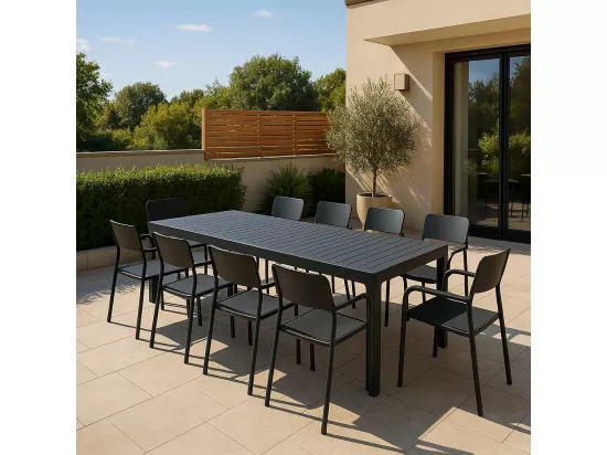 Chaise de jardin en aluminium gris Kaïa (lot de 2)