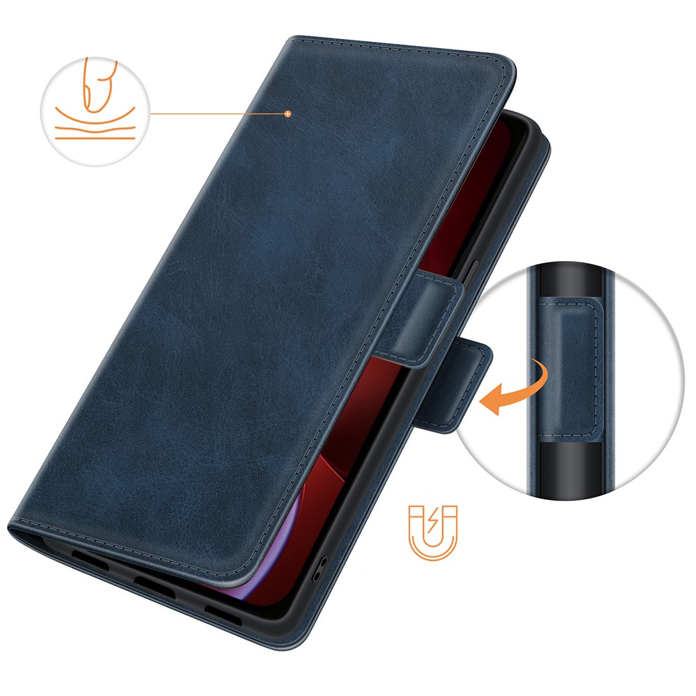 iPhone 13 Vintage Leder Tasche Flip Cover Fashion Design - Dunkelblau