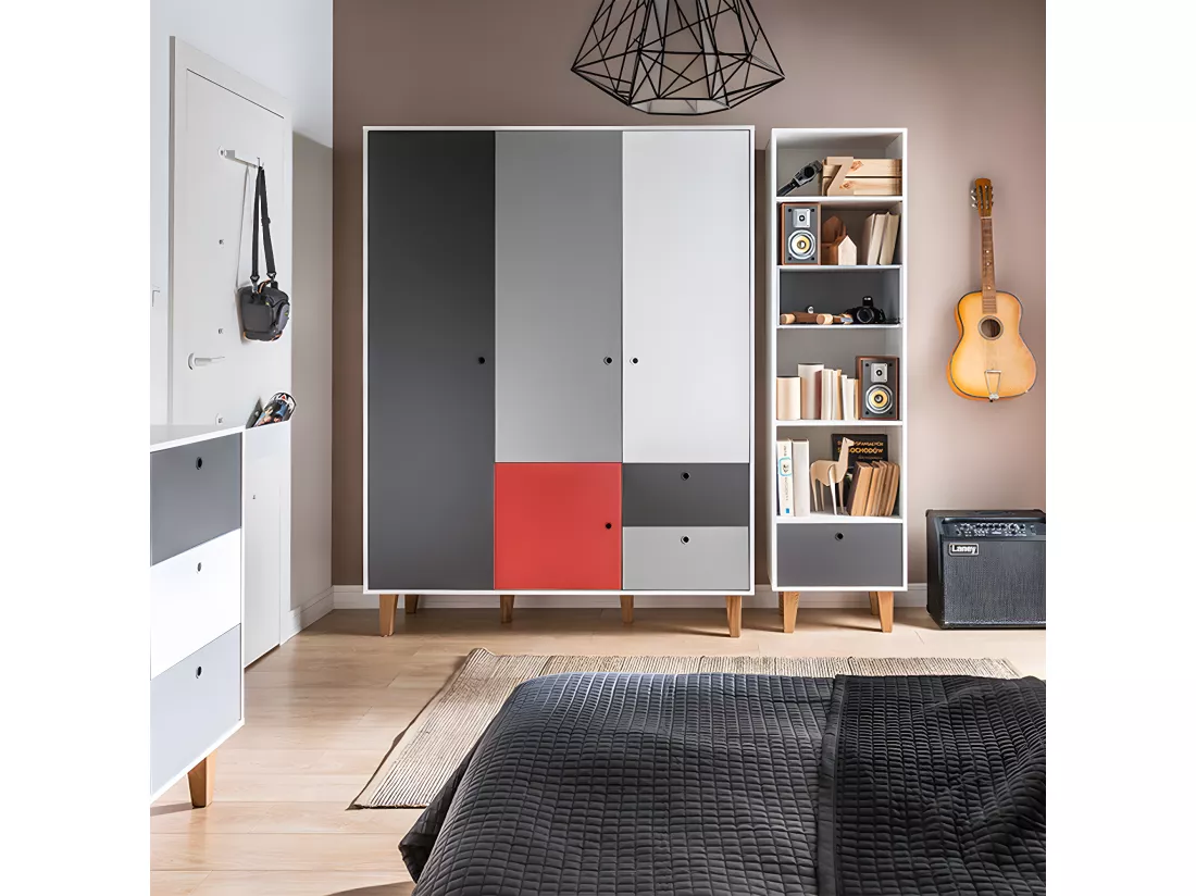 Armoire 3 portes Concept Rouge