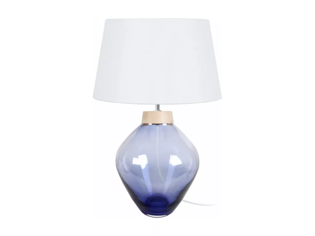 Lampe de salon vase verre violet,blanc 60 cm.