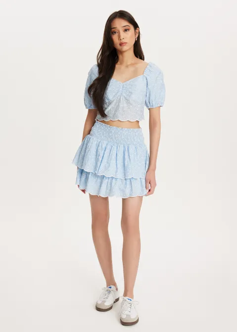 Broderie rok blauw (BLW.L)