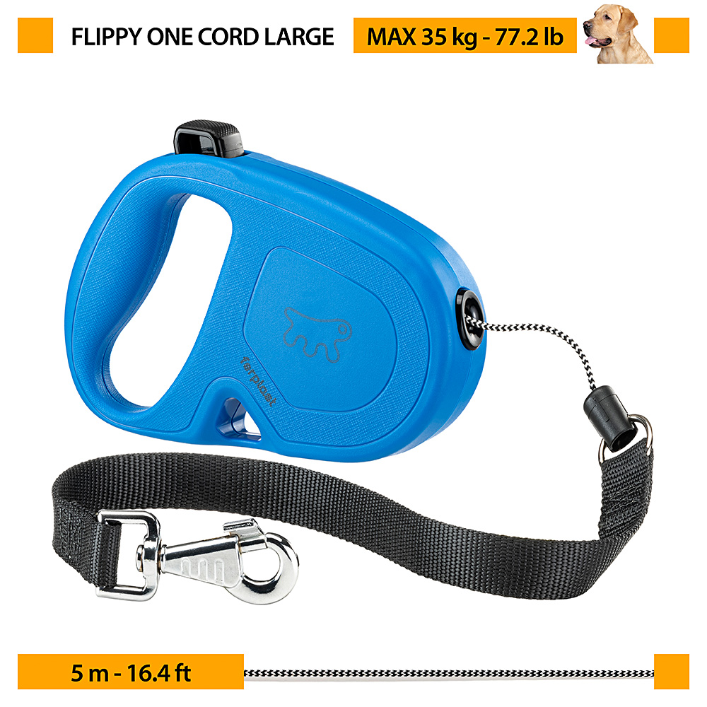 Laisse extensible pour grands chiens flippy one cord l , cordon rétractable 5 m, max 35 kg, noir