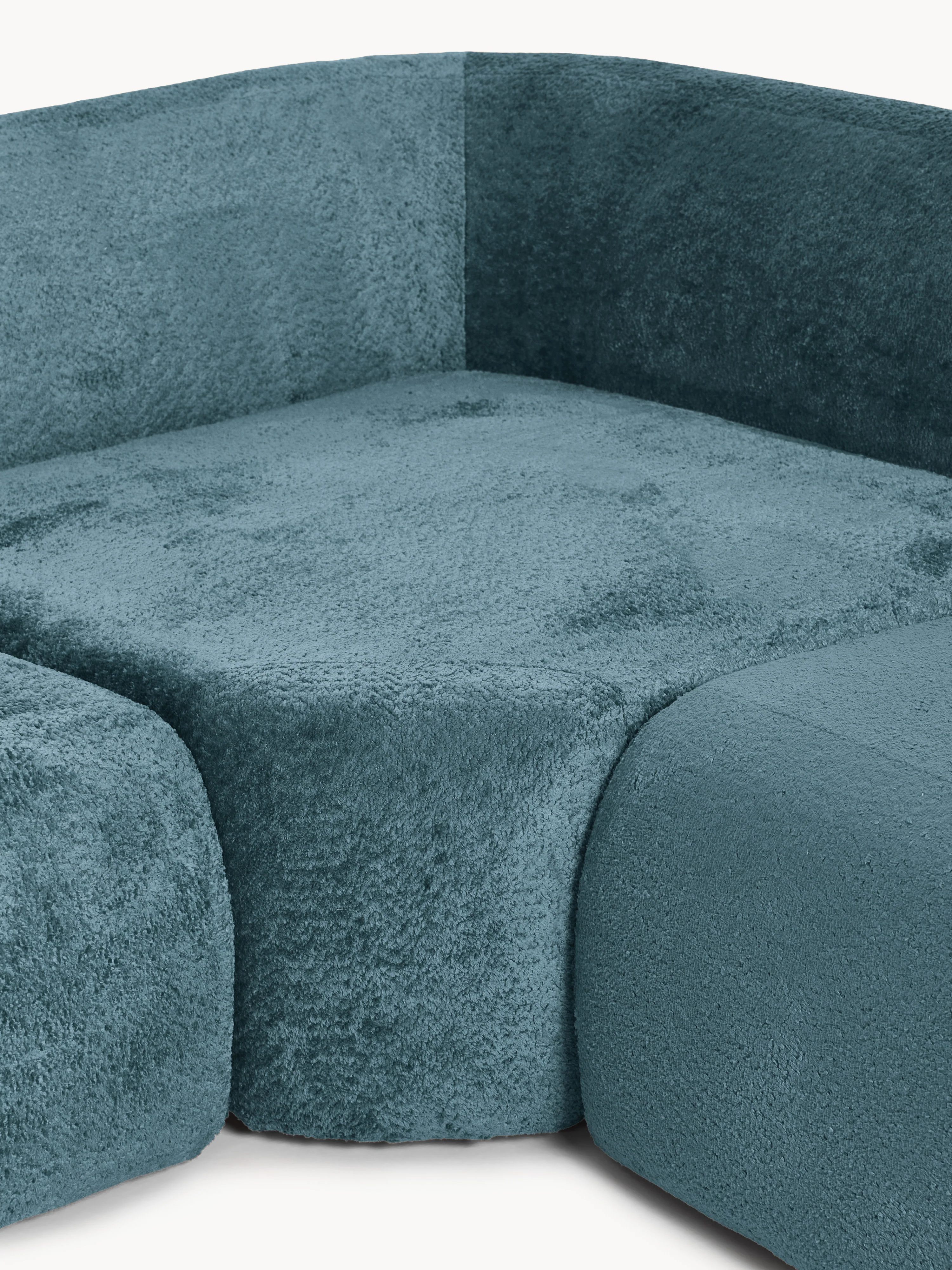 XL modulaire teddy bouclé hoekbank Wolke (4-zits) met chaise longue