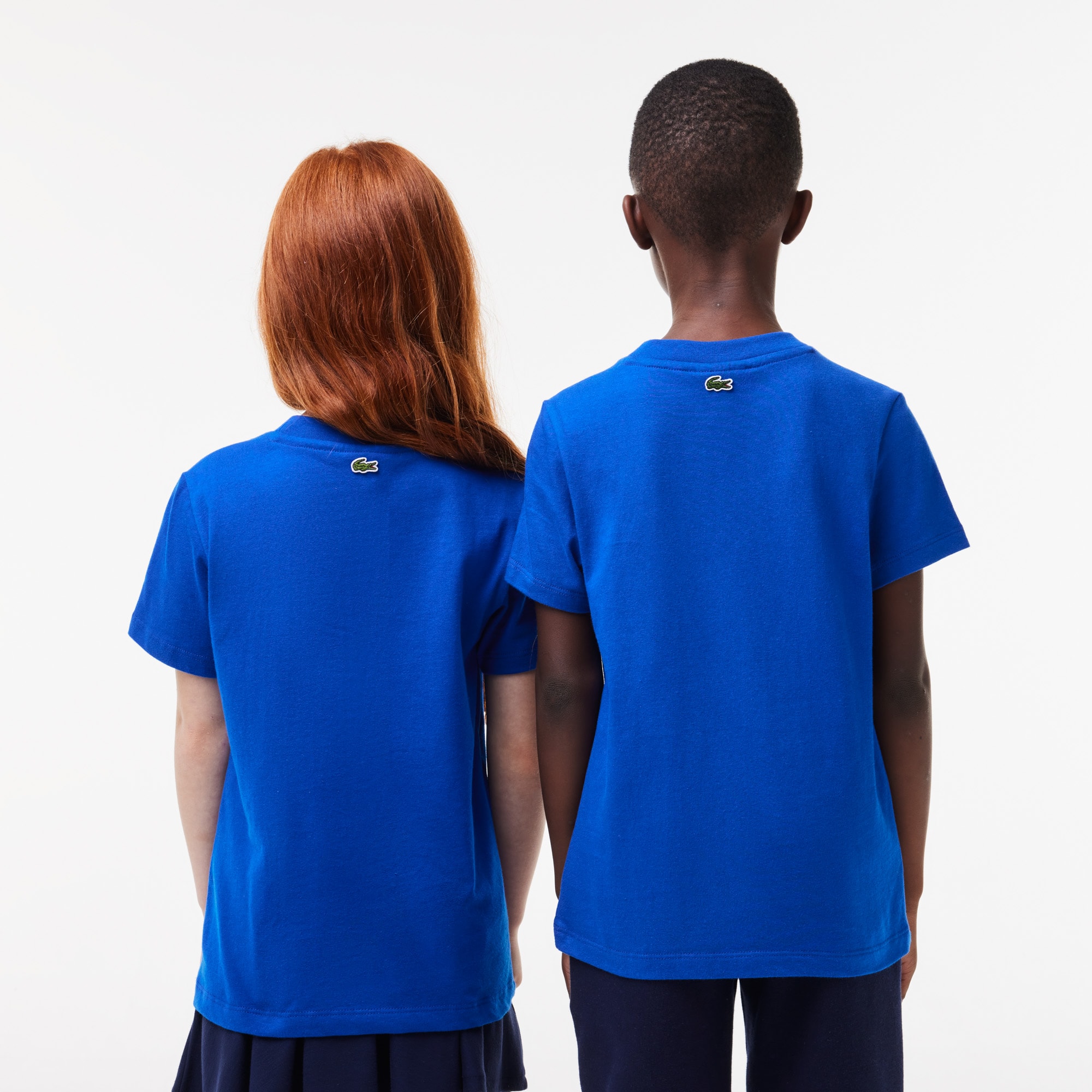 T-shirt avec imprimé signature en coton T-Shirts & Chemises - Bleu - Lacoste - Enfant
