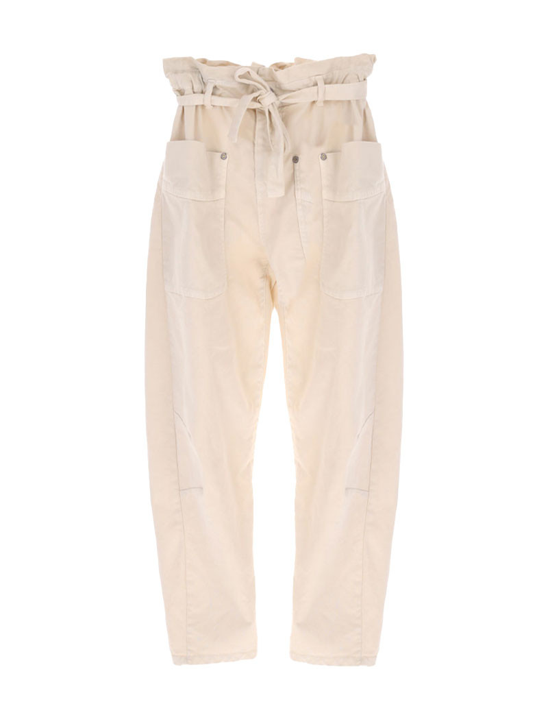 PLEASE PANTALON FLUIDE COTON CEINTURE AMOVIBLE CHALK