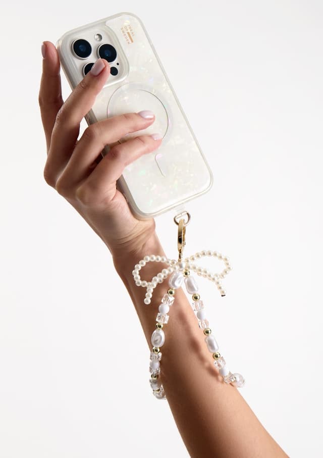 Phone Wristlet Strap Pearl Bow