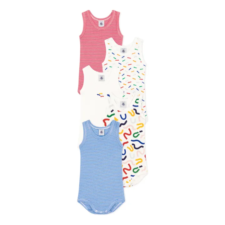 Petit Bateau Lot 5 Bodies Sans Manches Skate | Blanc