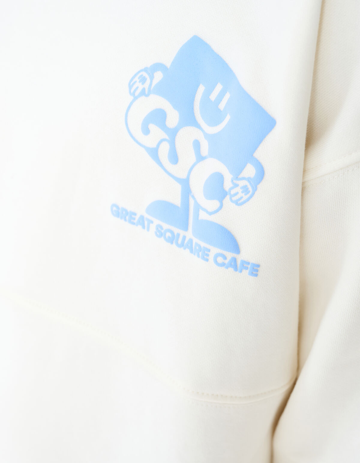 Café Artwork Sweater Gebroken Wit