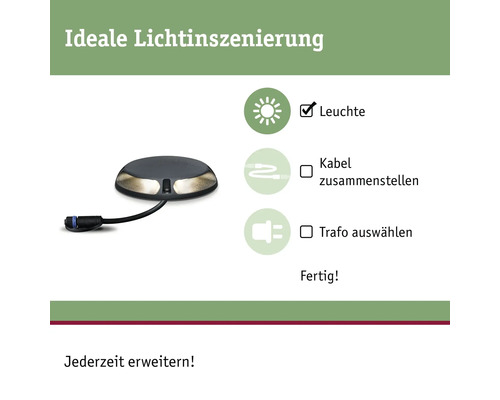 Paulmann Plug & Shine LED vloerlamp, overrijdbaar, IP67, 2x3W, 120 lm, 3000 K, antraciet, 230/24 V
