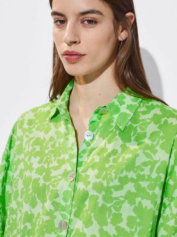 Camisa estruturada estampada - Verde