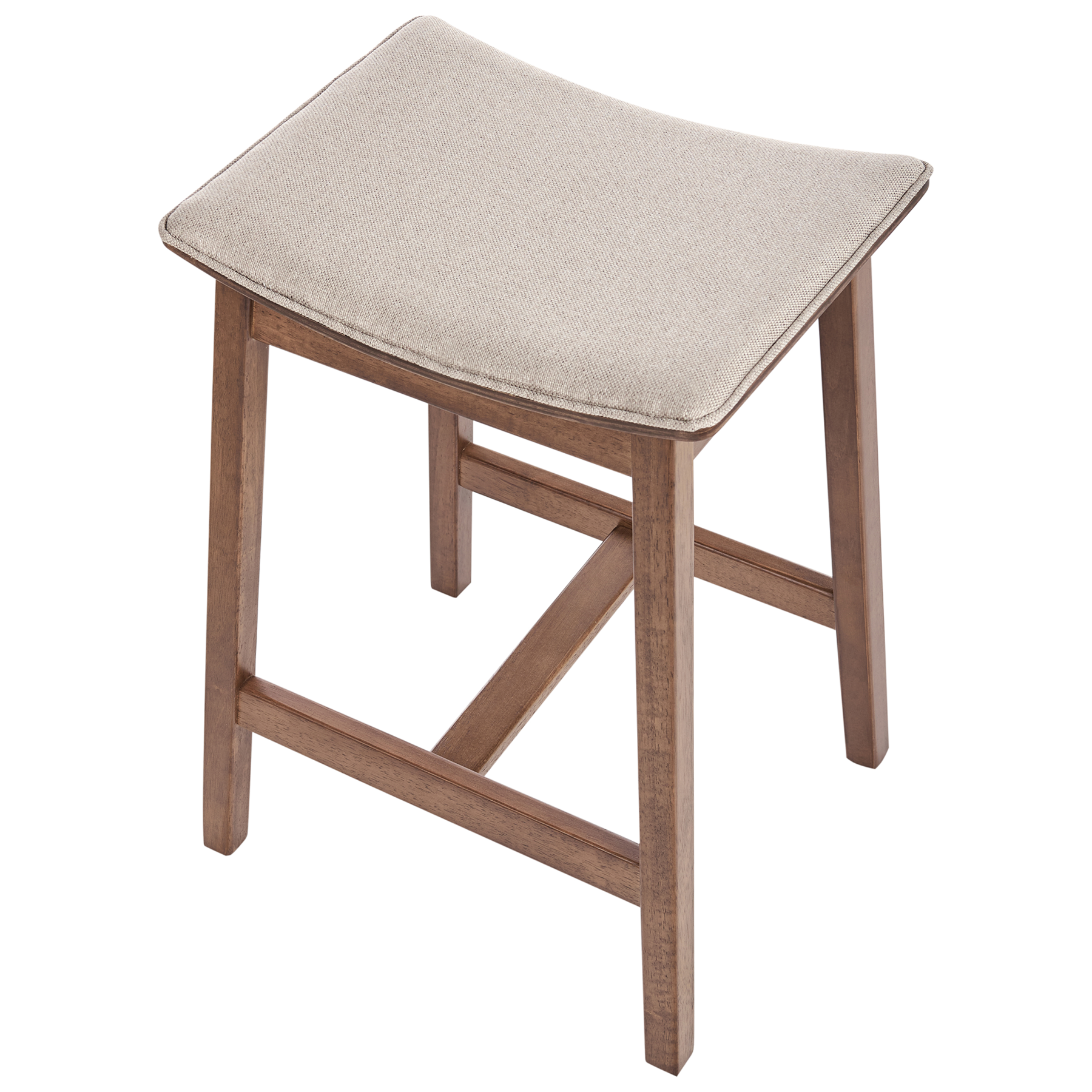 Beliani - DIXON - Barkruk set van 2 - Donkerhout|Beige - Rubberhout