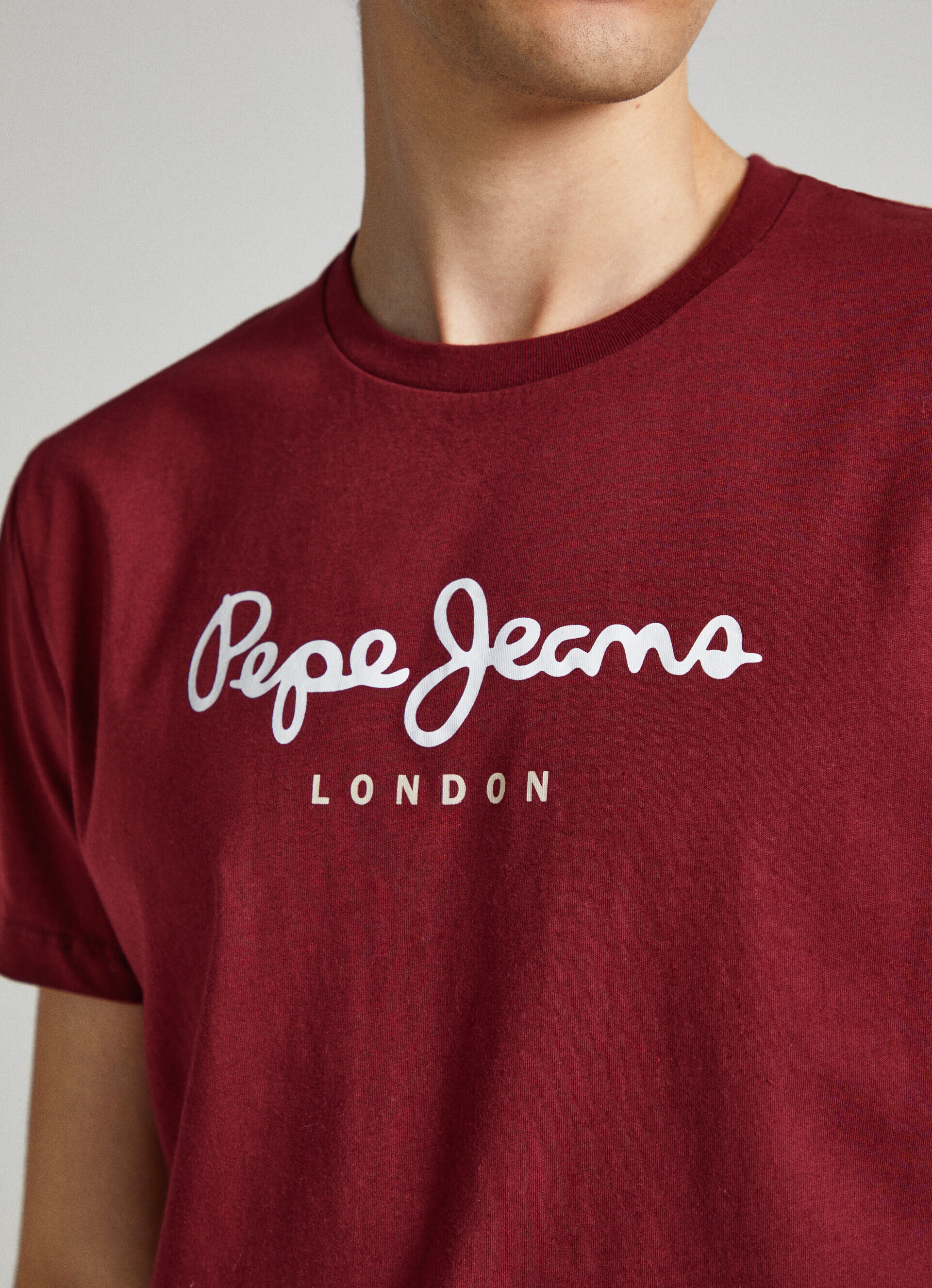 Camiseta de algodão com logotipo estampado - vermelho borgonha