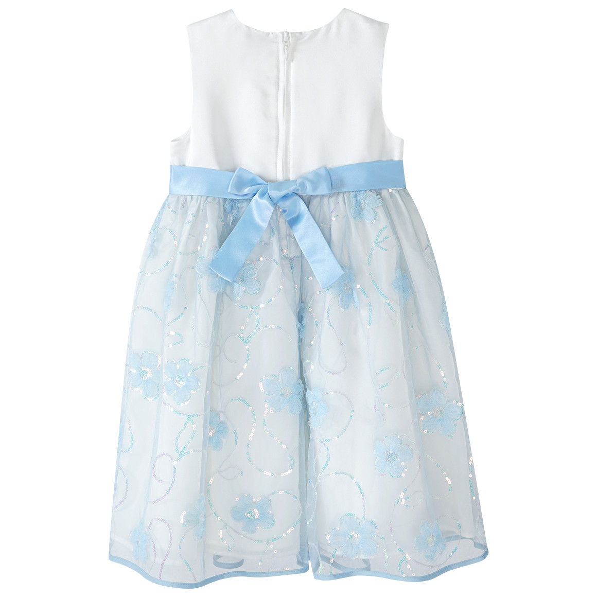Topolino Festliches Mädchen Kleid mit Zierschleife cremeweiss / hellblau