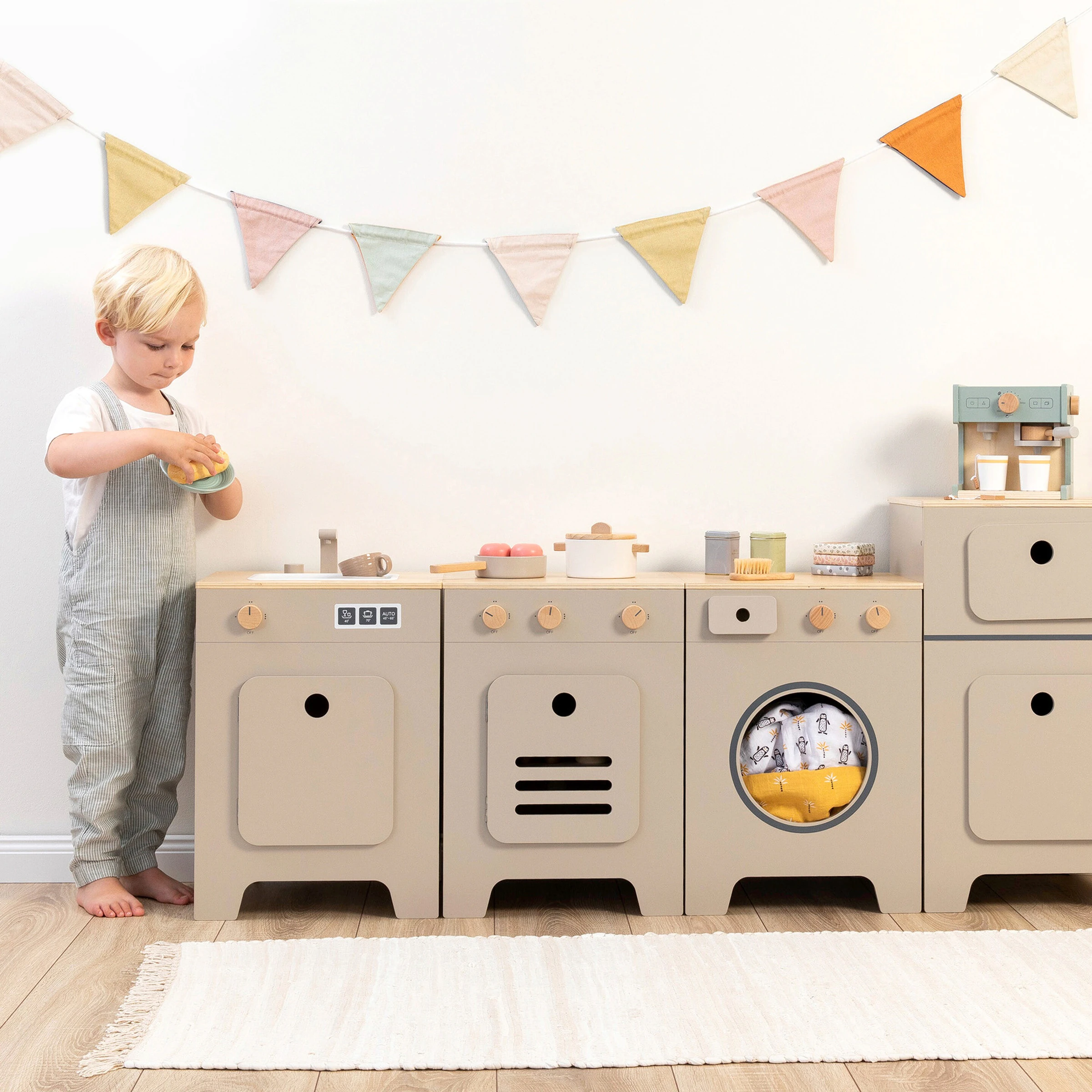 MUSTERKIND Kinderwaschmaschine Mix & Match warmgrau/natur