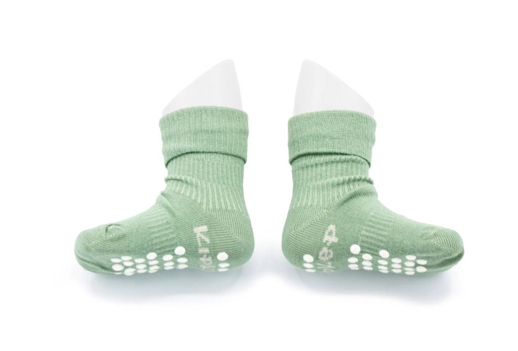 Blijf-Sokjes met anti-slip nopjes 12-18 mnd groen