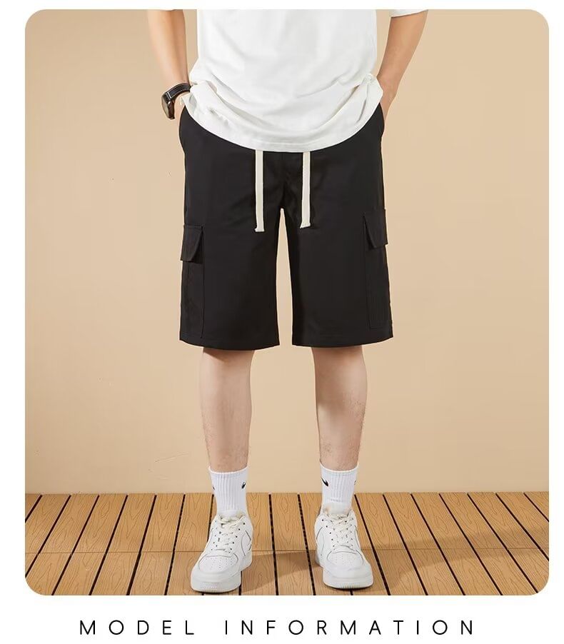 Antaeus - Effen cargoshorts met trekkoordtaille
