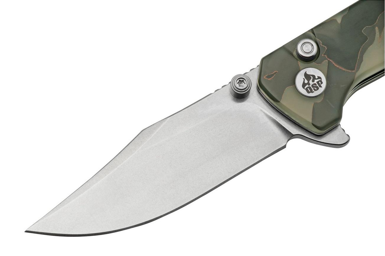 QSP Grebe QS147-E1, S35VN Clippoint Glow In The Dark Raffir, zakmes