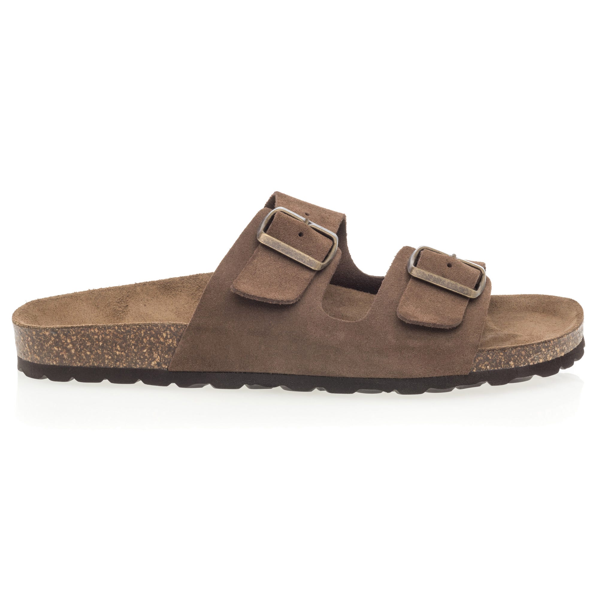 Mules semelle liège Homme en cuir marron