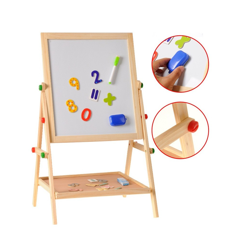 (65x37cm) Holz Standtafel Kinder Kreidetafel Whiteboard Staffelei Zeichentafel