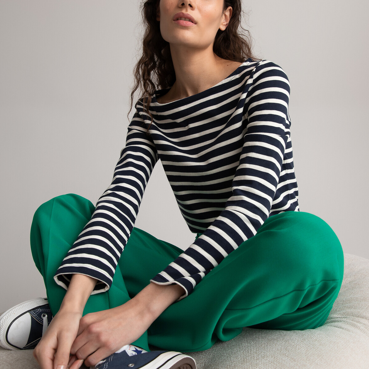 COLEÇÃO LA REDOUTE<br>Camiseta listrada com decote canoa e mangas compridas