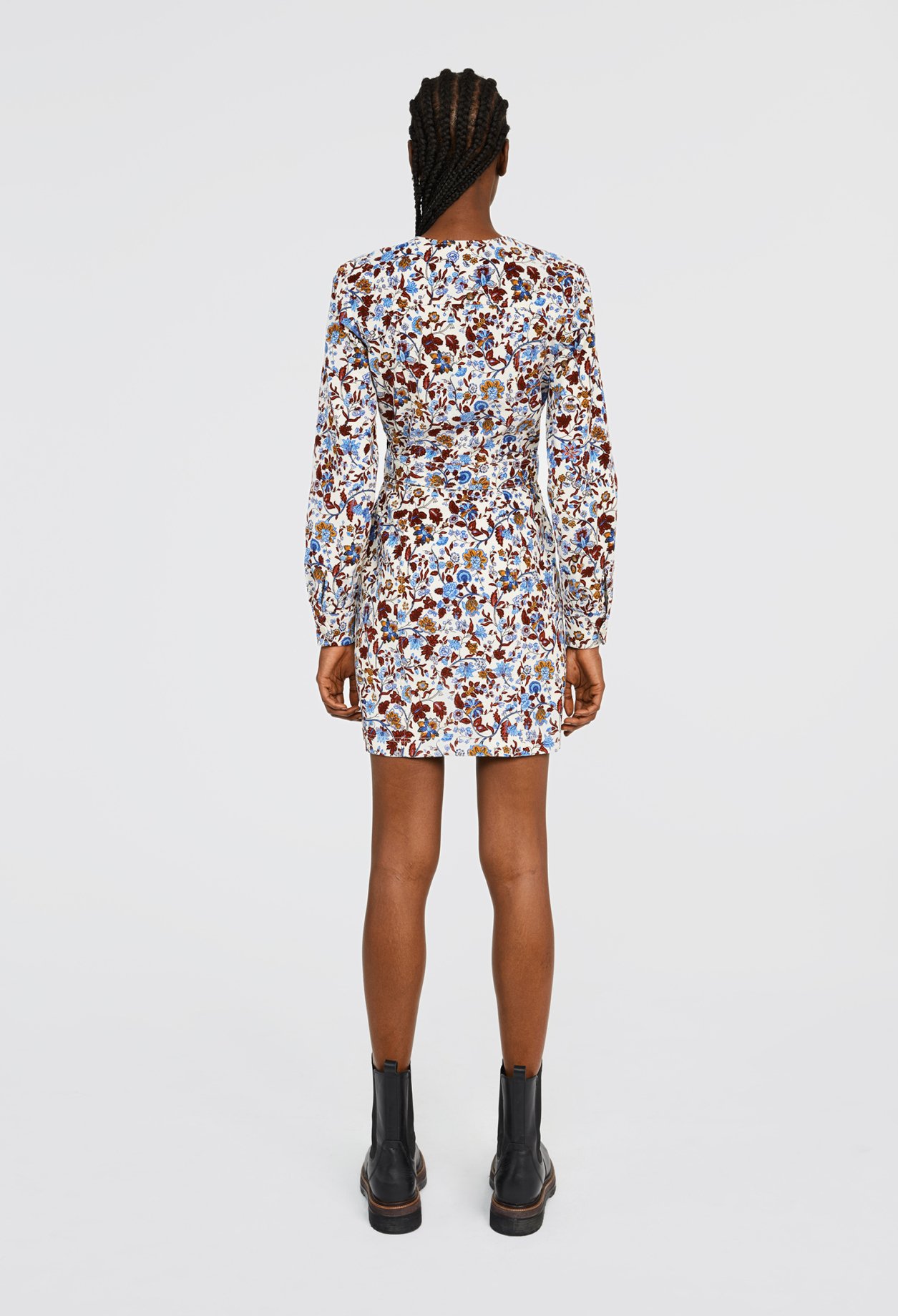 Robe courte imprimee fleurie coton