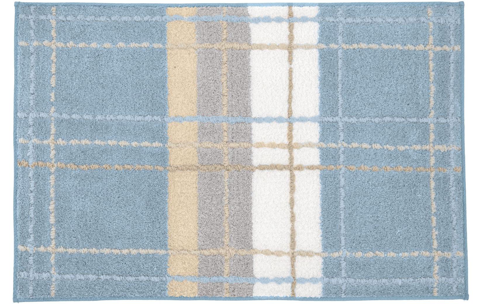 Badteppich Kara 60 x 90 cm, Stahlblau/WeissBadezimmerteppich