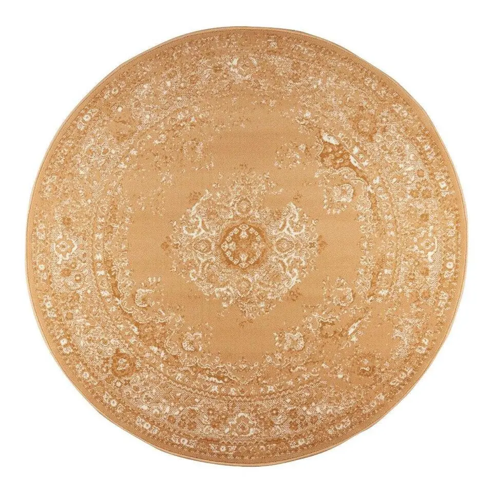 Interieur05 rond vloerkleed Keshan cognac/bruin - 160 x 160 cm
