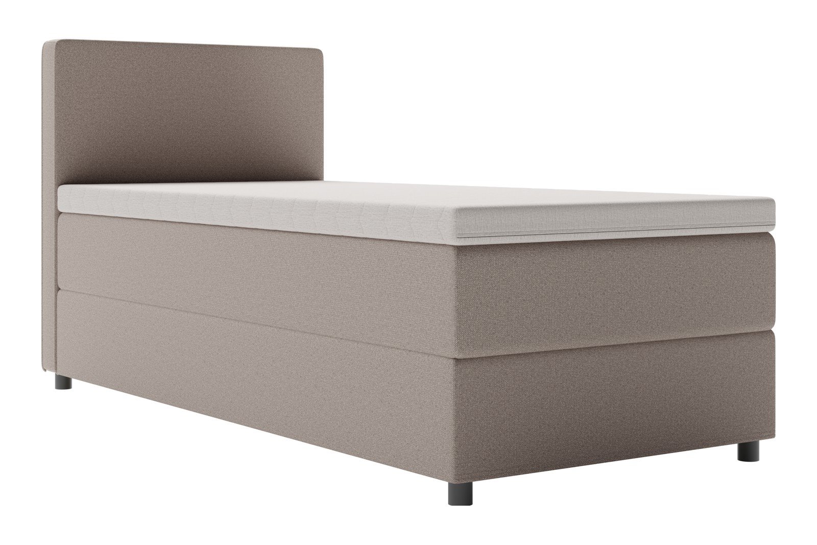 Premium 10 oppbevaringsseng 90x200 cm Magasinseng med oppbevaring, åpnes fra siden. I tekstil storm 09 beige, med fast fasthetsgrad og premium 10 overmadrass, Sorte ben. Sengegavl selges separat.