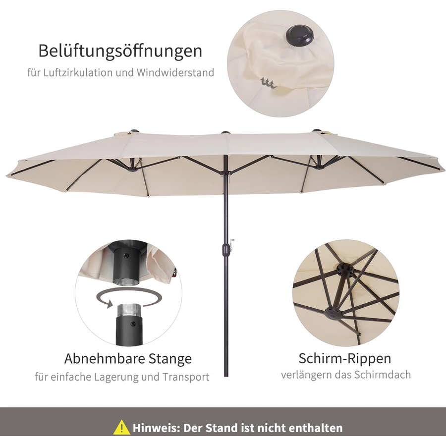 Outsunny Marktschirm mit Handkurbel cremeweiß