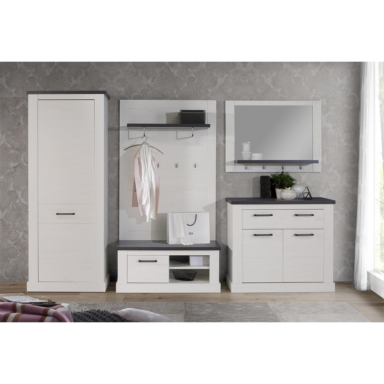 Garderobenschrank - Pinie weiß - Touchwood - 76 cm