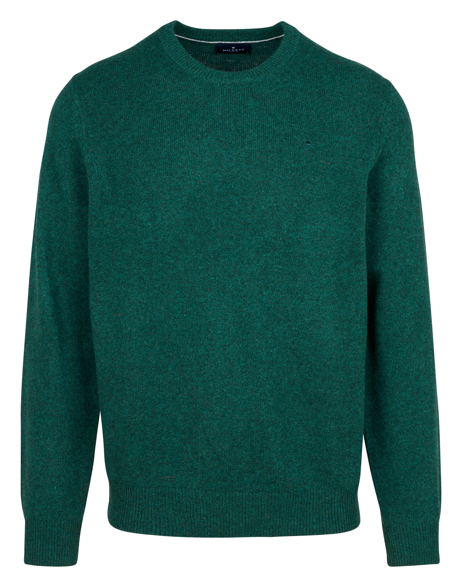 Pull regular-fit col rond brodé en laine | Vert
