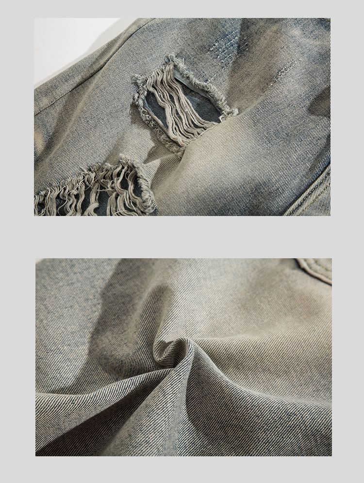 Yelmenor - Middelhoge denim shorts met distressed effect