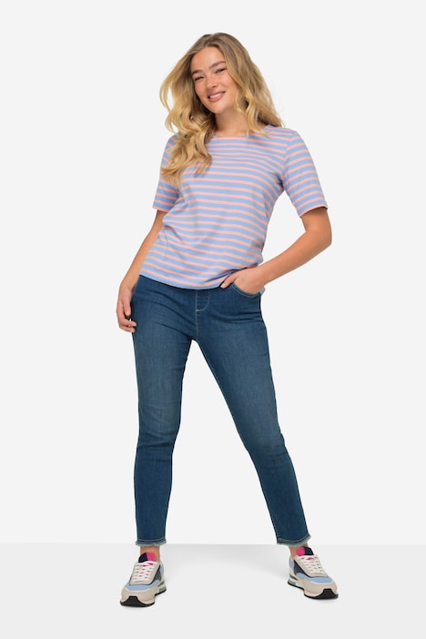 7/8-Slimhose, schmale Passform, 4-Pocket, Fransensaum, mit recyceltem Polyester