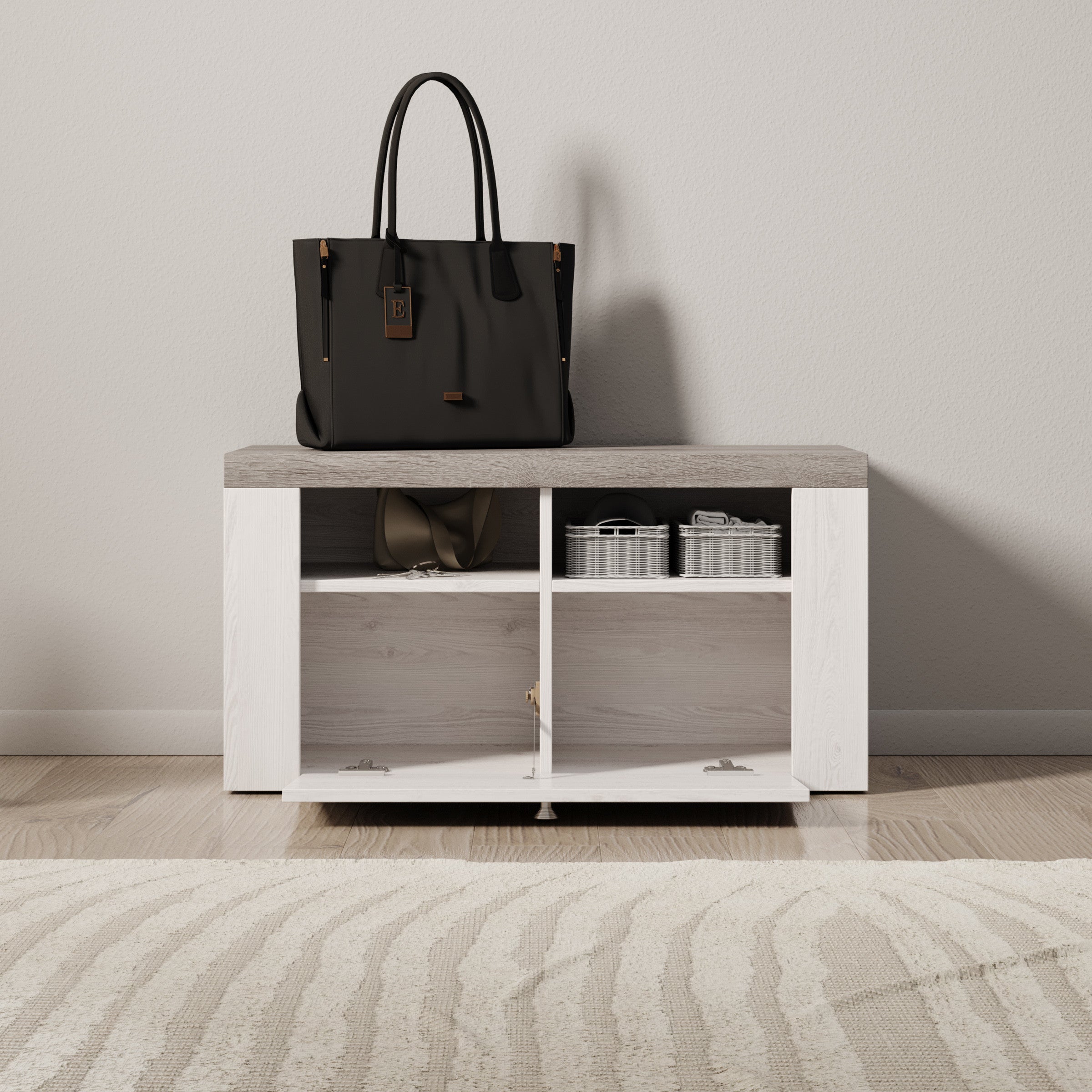Linford - Schoenenkast - Wit eiken - 84x34x44 cm