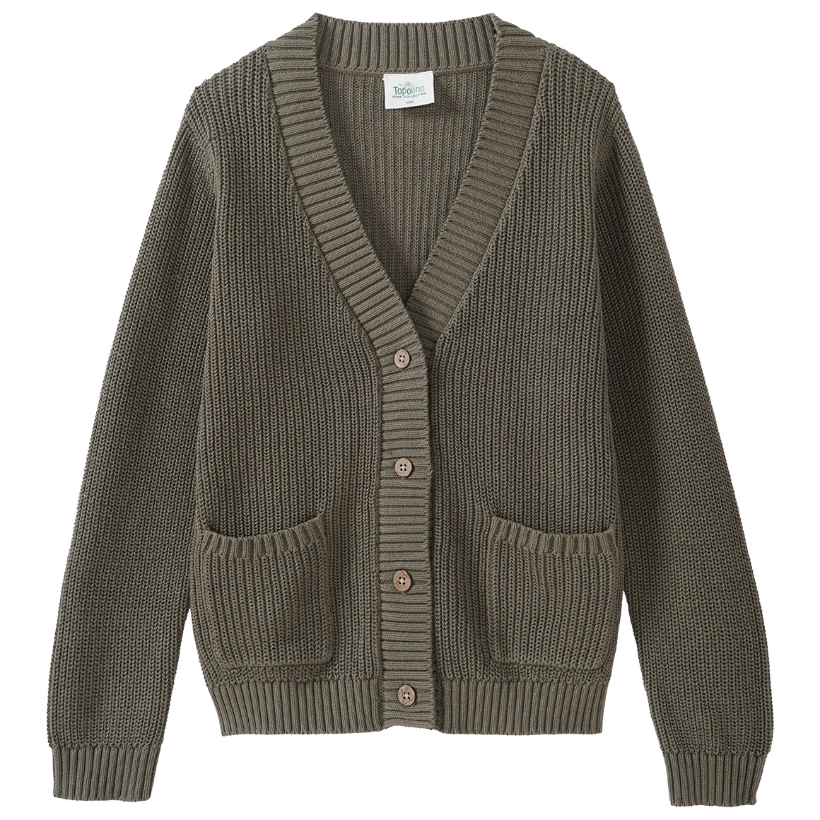 Topolino Pure Collection Jungen Strickjacke mit Raglanärmeln oliv