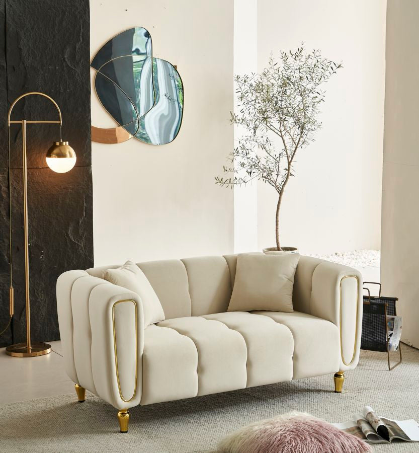 Mauro Ferretti Alma Sofa 2 plaatsen in metaal en fluwelen rÃ¨me