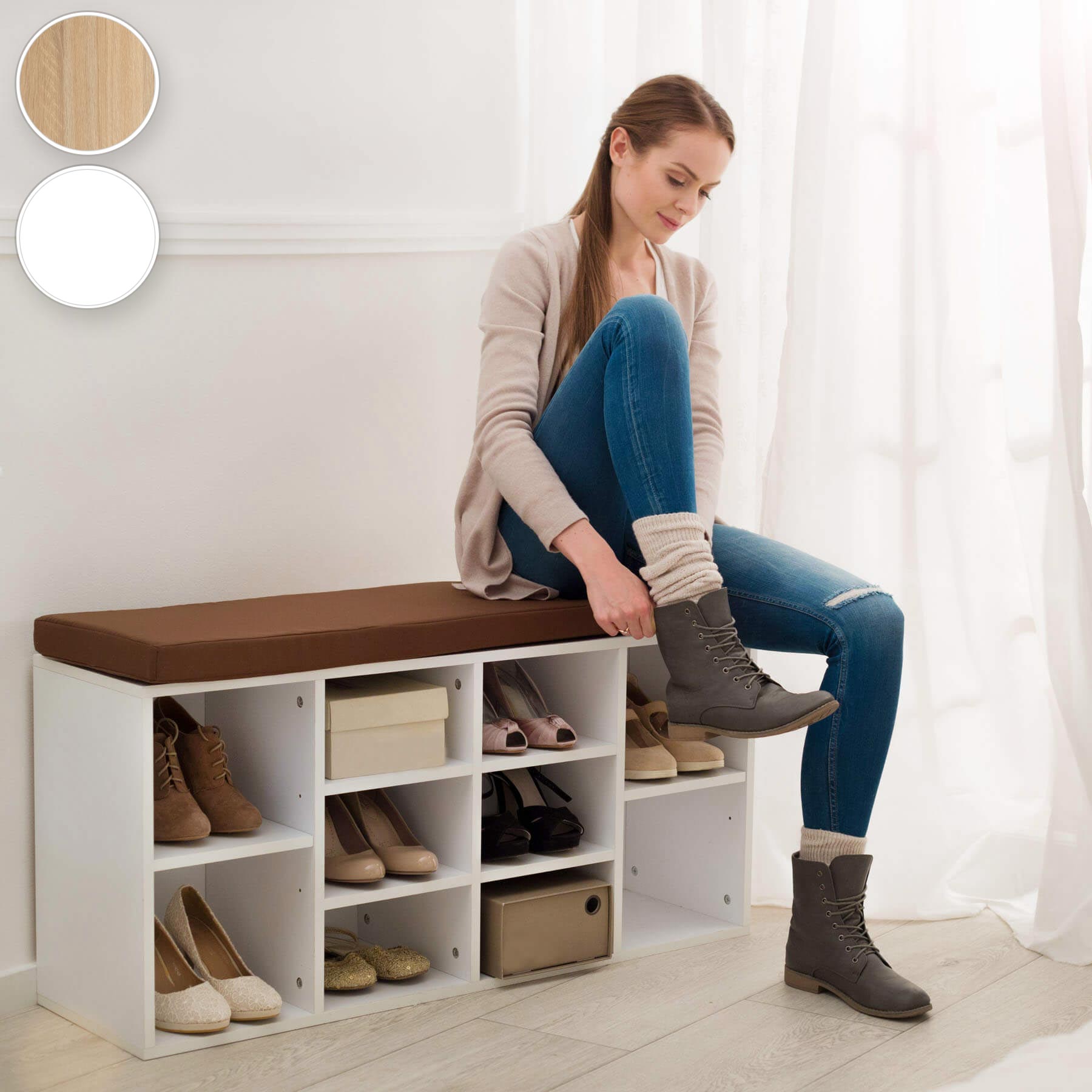 tectake® Schuhschrank, für 10 Paar Schuhe, 2 verstellbare Zwischenböden, 103,5 x 48 x 30 cm