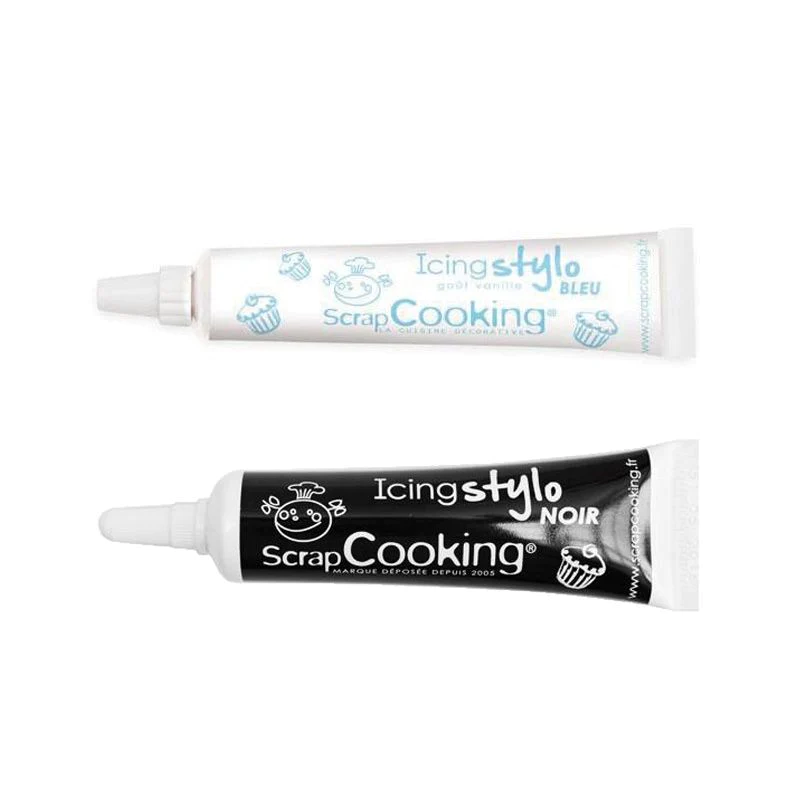 2 stylos de décoration gâteau - bleu & noir Scrapcooking