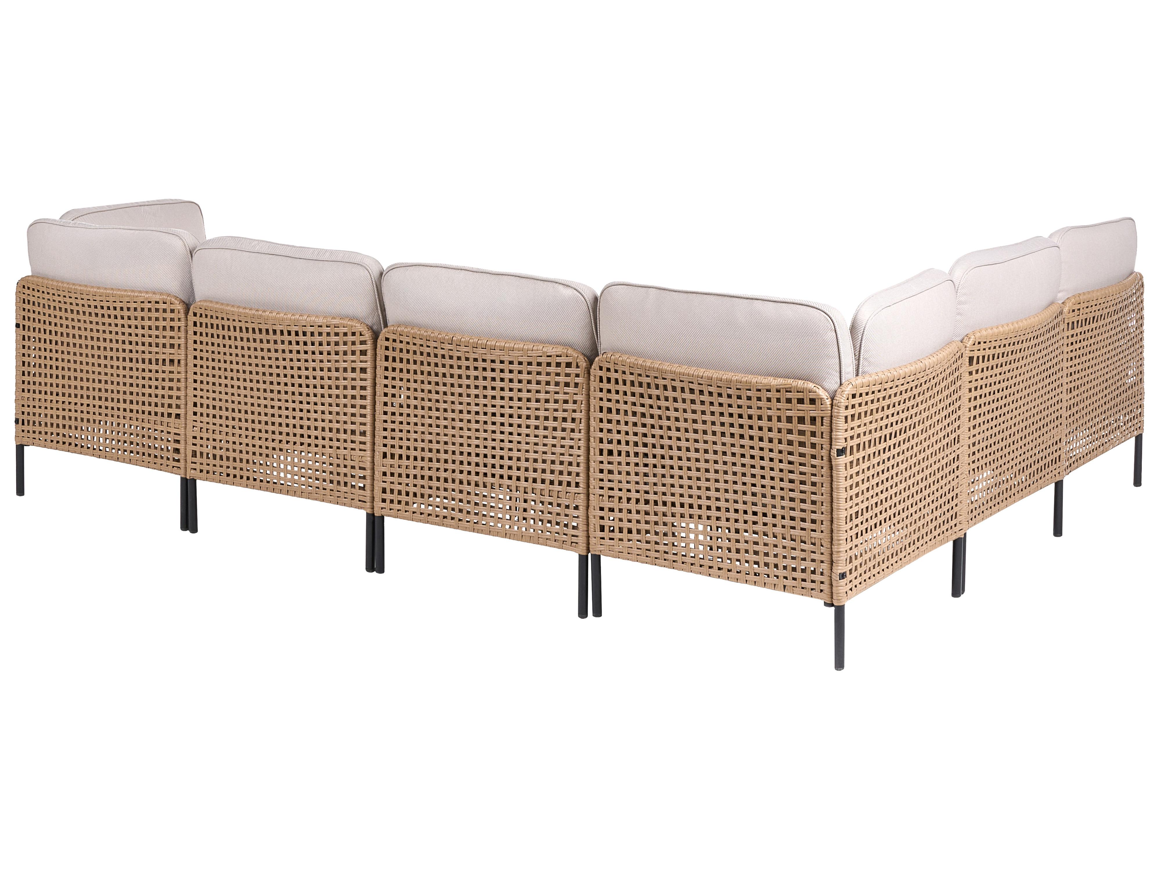 Tuin hoekloungeset met tafel 6-zits OMEGANA modulair PE rotan Lichtbeige
