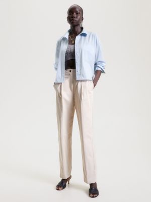 Camisa cropped oversized com listras globais