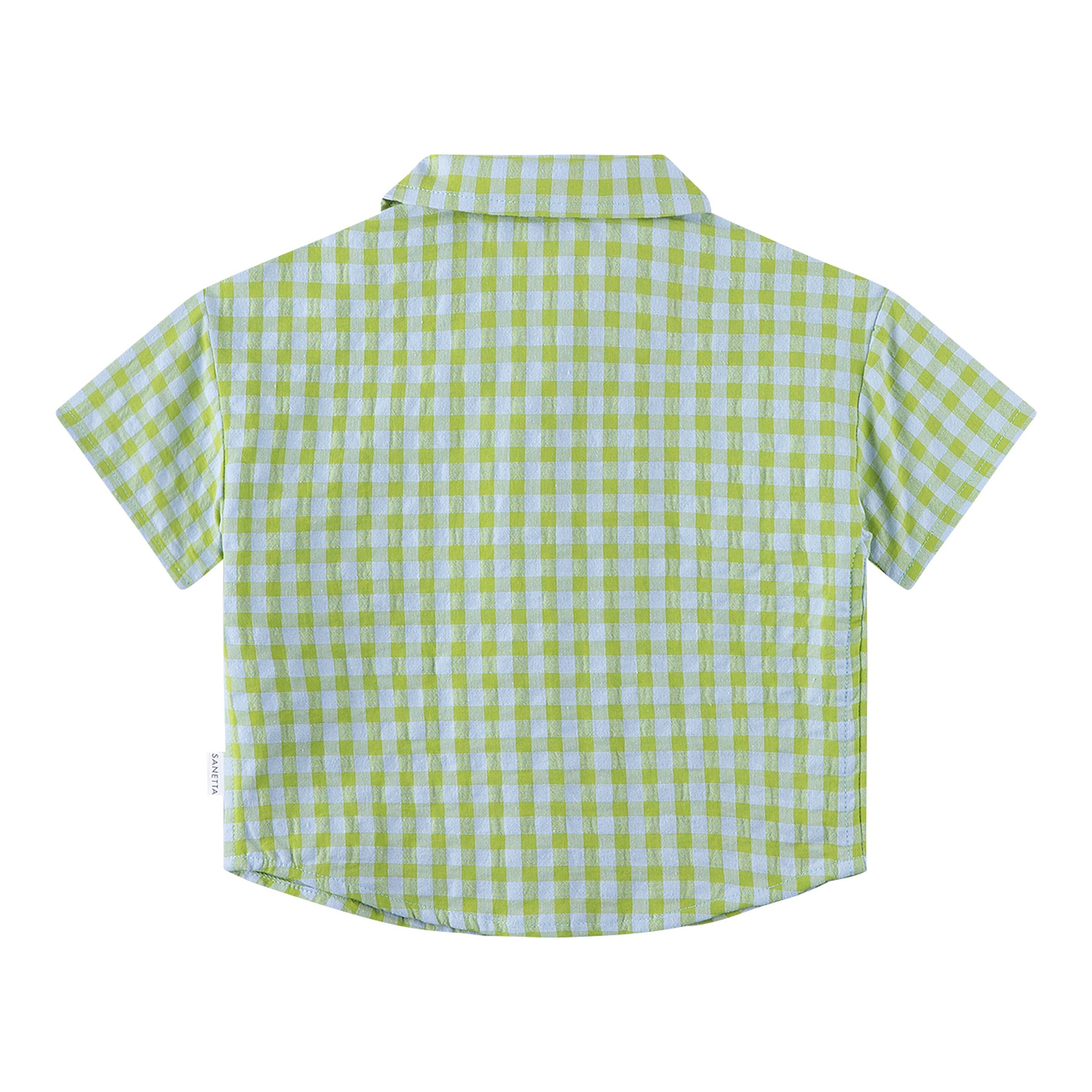 Sanetta Pure Hemd kurzarm Karos lime/hellblau