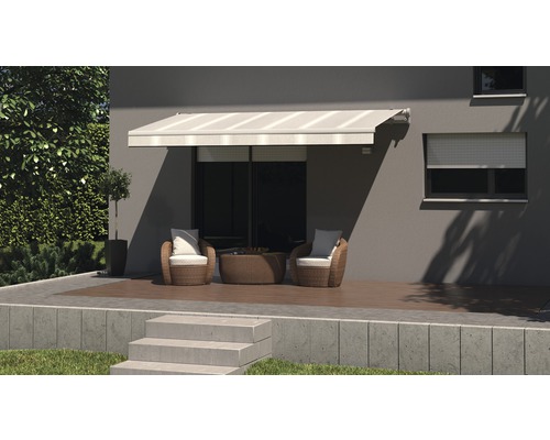 SOLUNA knikarmzonnescherm Trend 2,5x2 Stoffen design D418 Frame zilver geanodiseerd incl. motor, wandschakelaar en noodhandzwengel